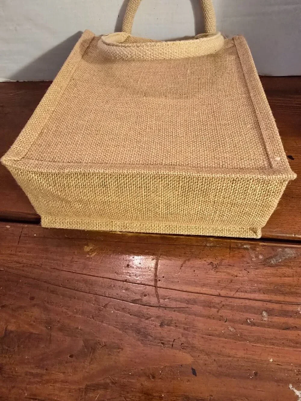 Bag Burlap Jute Canvas Handles Reusable Tan 9